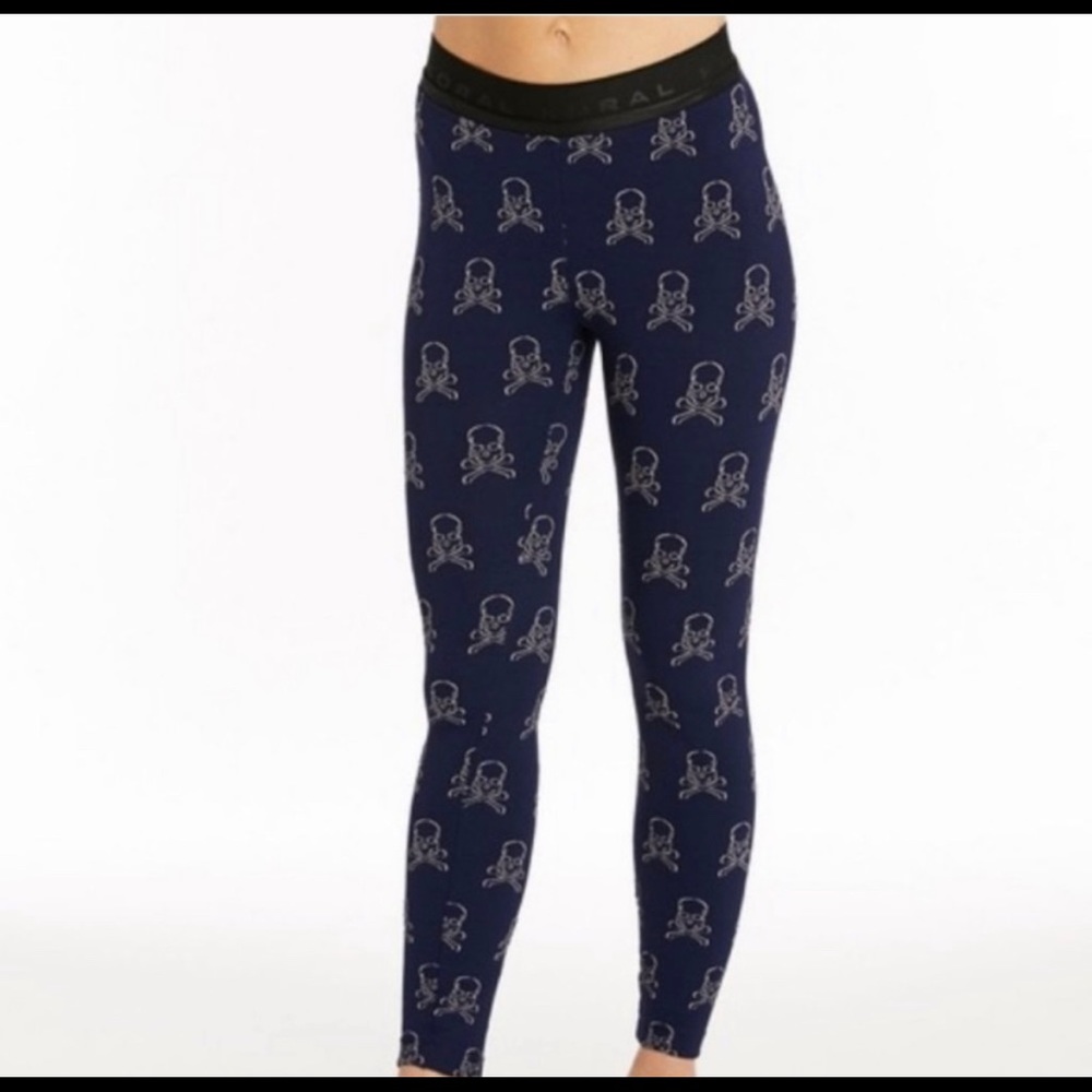 KORAL navy blue XS skull & crossbones knit leggings
